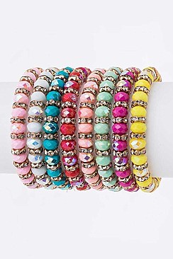 Pack of 12 Mix Bead Stretch Bracelets Set