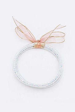 Pack of 12 Glitter Filled Double Bracelet Set