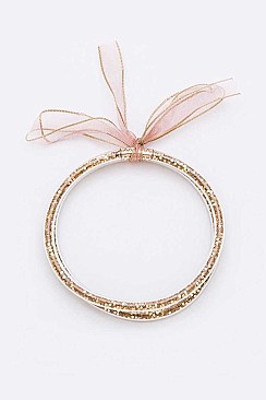 Pack of 12 Glitter Filled Double Bracelet Set