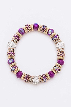 Pack of 12 Mix Bead Stretch Bracelets Set
