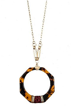WIRED ELONGATED TORTOISE PENDANT NECKLACE