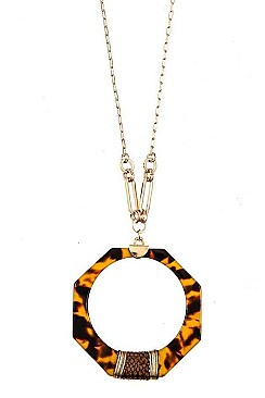 WIRED ELONGATED TORTOISE PENDANT NECKLACE