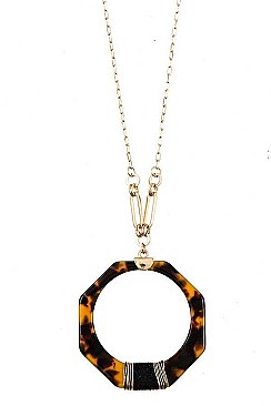 WIRED ELONGATED TORTOISE PENDANT NECKLACE
