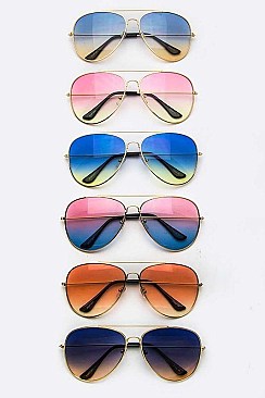 Pack of 12 Pieces Gradient Lens Aviator Sunglasses LA113-POP7261