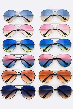 Pack of 12 Pieces Gradient Lens Aviator Sunglasses LA113-POP7261