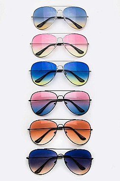 Pack of 12 Pieces Gradient Lens Aviator Sunglasses LA113-POP7261