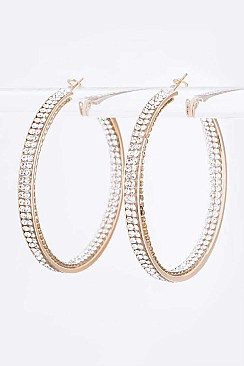 Pack of 12 70MM Pave Stone Hoop Earrings Set