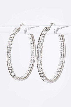 Pack of 12 70MM Pave Stone Hoop Earrings Set
