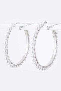 Pack of 12 Pearl Accent Hoop Earrings Set