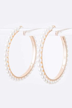 Pack of 12 Pearl Accent Hoop Earrings Set