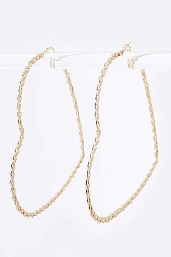 Pack of 12 Texture Heart Oversize Chain Hoop Earrings Set