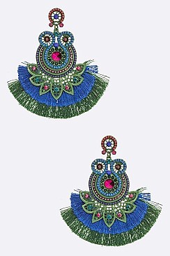 Iconic Beaded 2 Tone Tassel Earrings