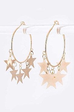 Pack of 12 Fringe Star Hoop Earrings Set