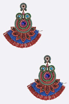 Iconic Beaded 2 Tone Tassel Earrings