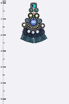 Crystal Statement Mix Tone Tassel Earrings