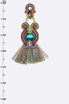 Bejeweled Metallic Tassel Statement Earrings