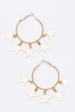 Pack of 12 Fringe Star Hoop Earrings Set