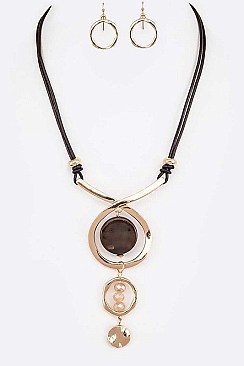 Fashion Stone Pendant Necklace Set