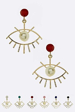 Pack of 12 Pearl Eye Earrings Set
