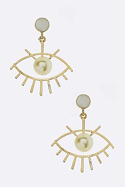 Pack of 12 Pearl Eye Earrings Set