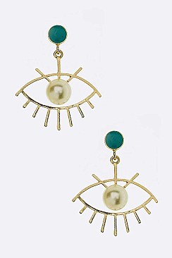 Pack of 12 Pearl Eye Earrings Set