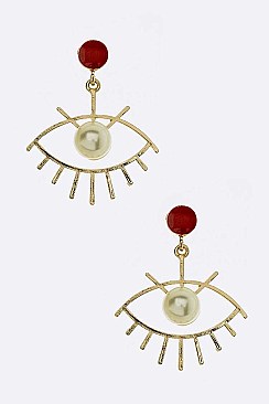 Pack of 12 Pearl Eye Earrings Set