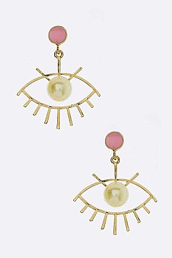 Pack of 12 Pearl Eye Earrings Set