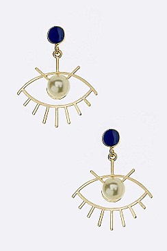 Pack of 12 Pearl Eye Earrings Set