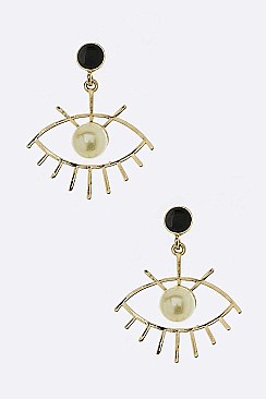 Pack of 12 Pearl Eye Earrings Set