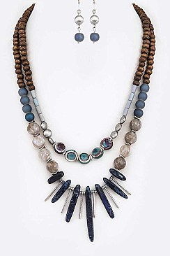 Spear Collar Mix Natural Beads Necklace Set