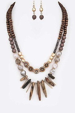 Spear Collar Mix Natural Beads Necklace Set