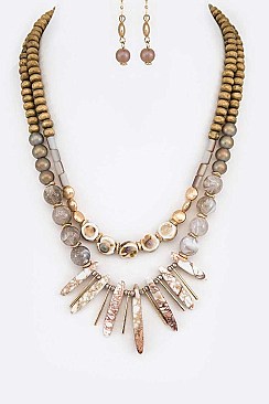 Spear Collar Mix Natural Beads Necklace Set