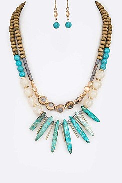 Spear Collar Mix Natural Beads Necklace Set