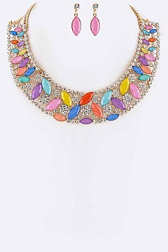 Mix Crystal Collar Statement Necklace Set LANE491718