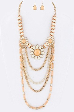 BOHO LAYERED BEADS & CHAIN NECKLACE SET