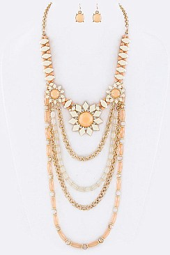 BOHO BEADS & CHAIN NECKLACE SET