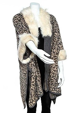 FAUX FUR ANIMAL PRINT COAT