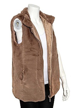 FAUX FUR ZIPPERED UP VEST