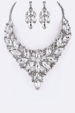 Fashionable Crystal Flower Statement Necklace Set LA-NE491670
