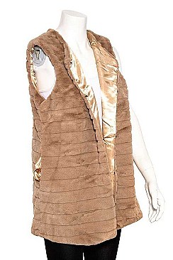 FAUX FUR PLEATED VEST