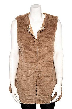 FAUX FUR PLEATED VEST