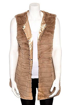 FAUX FUR PLEATED VEST