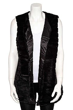 FAUX FUR PLEATED VEST