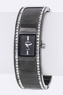 Stylish Crystal Lined Bangle Watch LA-BG1152L49