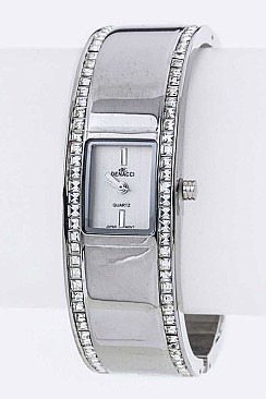 Stylish Crystal Lined Bangle Watch LA-BG1152L49