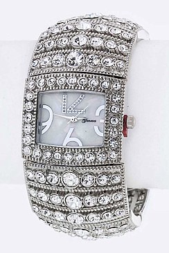 Fashionable Crystal Stretch Bracelet Watch LA-1761