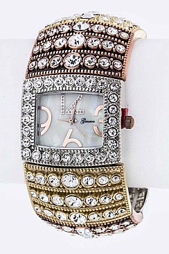 Fashionable Crystal Stretch Bracelet Watch LA-1761