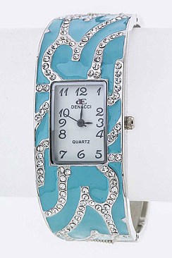Stylish Crystal & Enamel Bangle Watch LA-BG1163L10
