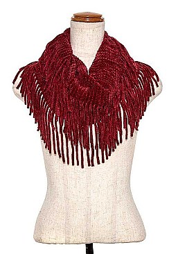 FRINGED TUBE INFINITY SCARF