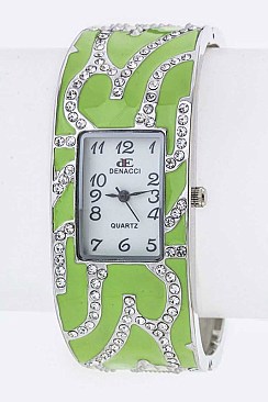 Stylish Crystal & Enamel Bangle Watch LA-BG1163L10